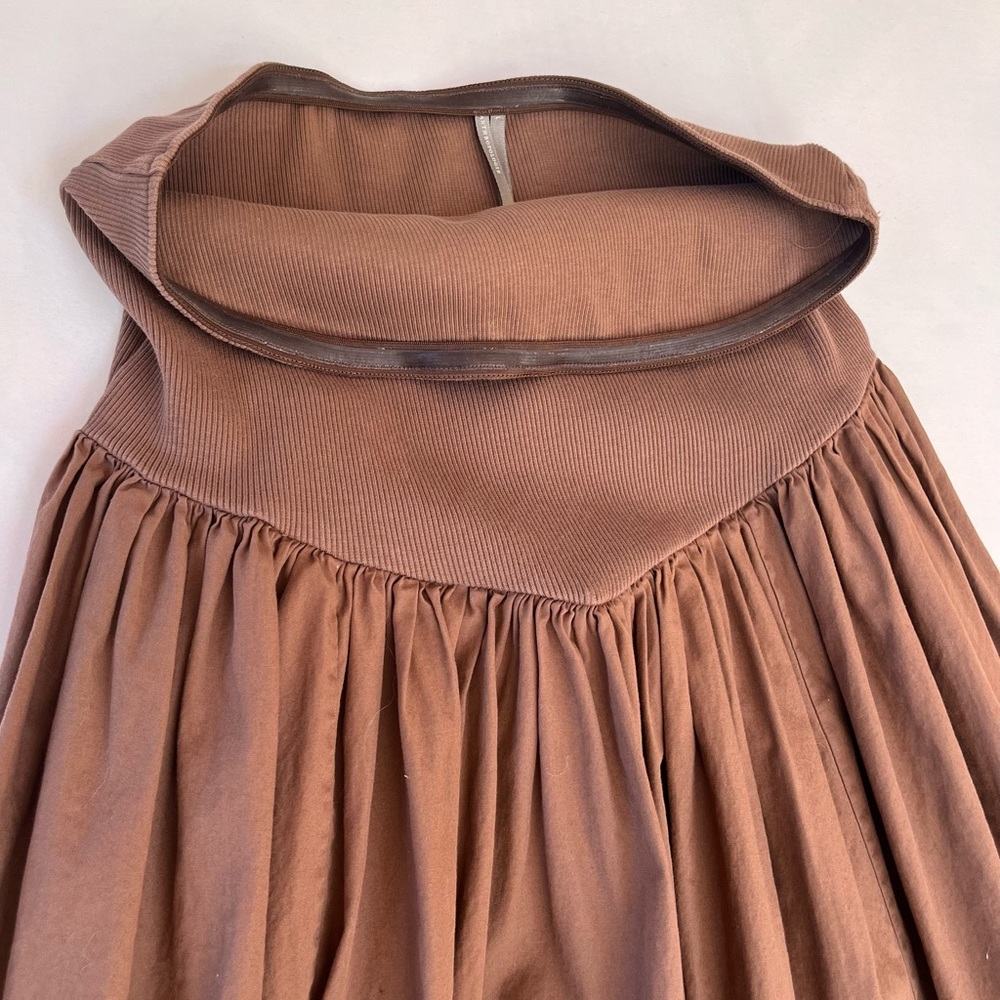 Anthropologie Brown Strapless Mini Dress Large Cotton‎ Boho Indie Quiet Luxury - Picture 6 of 11